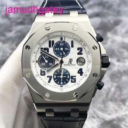 Lastest AP Wrist Watch Royal Oak Offshore Series 26170ST White Face Blue Time Ring Mens Watch 42mm Automatic Mechanical Form Table