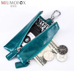 Wallets Fashion New Genuine Leather Men Key Holder Housekeeper Keys Organizer Women Coin Purse Zipper Car Key Case Coins Pouch Cover Bag