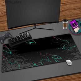 Mouse Pads Wrist Rests Gaming Mousepads Mousepad Black Geometric Art Large Mouse Mat Big Desk Pad Non-Slip Rubber Mouse Pad XXL Big Keyboard Mouse Mats Y240419