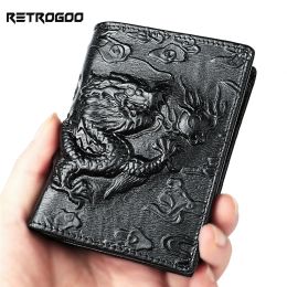 Wallets RETROGOO 2021 Fashion Men Wallet Genuine Leather 3D Crocodile Short Wallets Male Purse Business Card Holder Mondy Bag Carteira