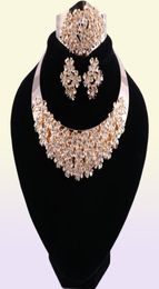 African Beads Jewelry Set Crystal Wedding Flower Necklace Earrings Set For Women Dubai Luxury Bridal Jewelry Sets3080976
