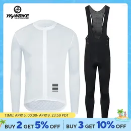 Racing Sets YKYWBIKE Men's Cycling Clothing Autumn Bike Long Sleeve Jersey Bicycle Bib Tights Pants