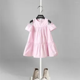 Girl Dresses 2024 Korean Dress Girls Clothing Fashion Strapless Toddler Princess Short Sleeve Summer Baby Birthday Costume Kid