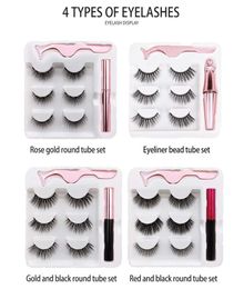 3 Pairs Magnetic Eyelashes False Lashes Liquid Eyeliner Tweezer Eye Makeup Set 3D Magnet Natural reusable No Glue Needed2556820