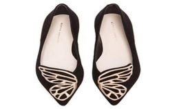 Sophia Webster Lady suede Leather Dress Shoes Butterfly Wings Embroidery Sharp Flat Shallow Women039s Single Shoes Size 347892044