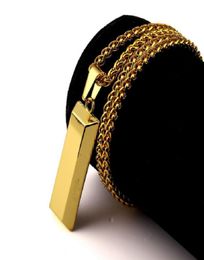 Fashion Mens Hip Hop Jewelry Necklace Gold Bullion Pendant Necklaces Long 72cm Stainless Steel Chain Punk Rock Micro Men For Gifts8778767