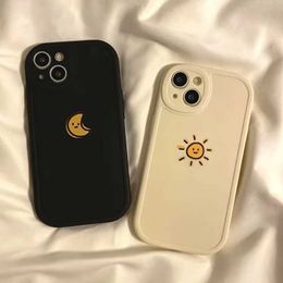 Cell Phone Cases Simple Sun Moon phone case suitable for iPhone 11 12 13 14 15 Pro Max Fund highend soft silicone luxury phone case cover suitable for iPhone 1 J240418