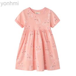 Girl's Dresses Jumping Metres Summer Princess Girls Dresses Animals Cats Party Birthday Frocks Childrens Costume Dots Dress d240423