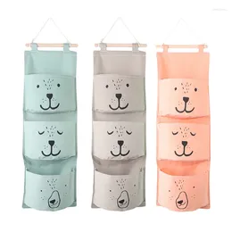 Storage Bags 3 Pockets Cute Wall Mounted Bag Closet Organiser Clothes Hanging Children Room Pouch Home Decor