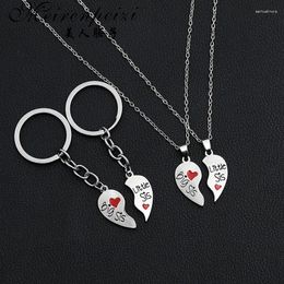 Keychains Sell 2pcs/set Red Heart Pendant Big Sis Little Key Chain Ring Keychain Gift For Sister Friend