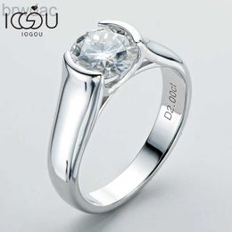 Solitaire Ring IOGOU 2ct Moissanite Diamond Solitiare Engagement Rings For Women 100% 925 Sterling Silver Bridal Wedding Band Bezel Setting 8mm d240419