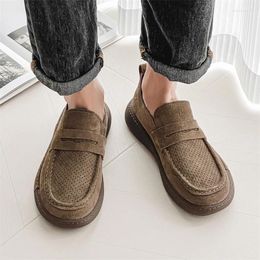 Casual Shoes Hight Quality Summer Genuine Leather Loafers For Men's British Street Hombre Daily Dress Causal Khaki Slip-On Walking