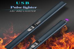 USb Charging Arc Lighter Plasma Cigarette Electric Pulse Lighters Fireworks for BBQ Kitchen Candle Lighters Pipe Smoking1104236