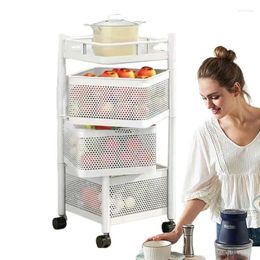 Kitchen Storage Standing Basket Multi-Layer Rotating Rack Large Capacity Rolling Cart For Fruits