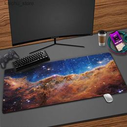 Mouse Pads Wrist Rests Gaming Mouse Pad Nebula Large Computer Mousepad XXL 900x400mm 1000x500mm Galaxy Space Mause Mat Gamer Rubber Office Desk Mat Pad Y240419