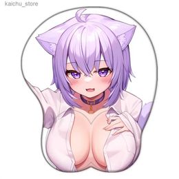 Mouse Pads Wrist Rests Hololive Sexy Oppai Mousepad Nekomata Okayu Cute Boobs Mouse Pad Silica Gel Wrist Rest Anime 3D Gamer Y240419