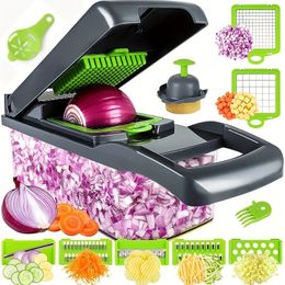14pcs/Set Vegetable ChopperMultifunctional Fruit SlicerManual Food GraterCutter With ContainerMincer ChopperKitchen Stuff 240407