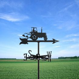 Farm Tractor Weathervane Silhouette Art Black Metal Wind Vanes Outdoors Decorations Garden for Roof Yard Building 240407