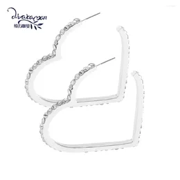 Stud Earrings Dvacaman Shiny Rhinestone Heart-Shaped For Women Fashion Big Hoop Crystal Jewelry Wedding Party Wholesale