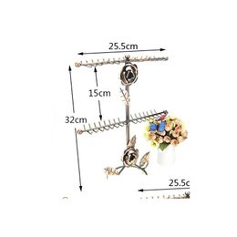 Jewellery Stand 3Style Doubledeck Rose Packaging Display Holder Earring Metal Frame Necklace Accessories Storage 1Pc C175 Drop Delivery Dhjvw