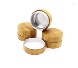 Storage Bottles 10g Bamboo Bottle Cosmetic Cream Jar Refillable Empty With Aluminum Inner Comsetics Packaging SN415
