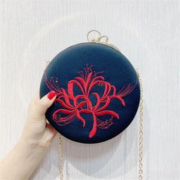 Evening Bags Women Luxury Embroider Handbag Flower Bag Crystal Wedding Purse Ladies Metal Ring Diamond Clutches Black MN1402