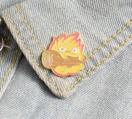 Jewelry Brooch pin for women men brooches pins Calcifer Enamel Custom Japanese Anime Fire Elf Badge Bag Lapel Buckle Howl Gift Fri2407225