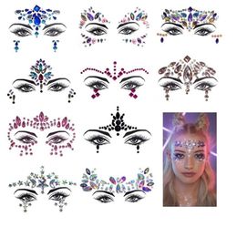 Rhinestone festival Face jewels sticker Fake Tattoo Stickers Body Glitter Tattoos Gems Flash for Music Festival Party Makeup XB14596416