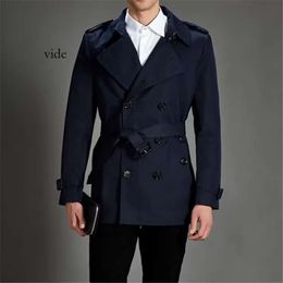HOT Classic! Men Short Trench Coats Fashion England Style High Quality Cotton Brands Design Double Breasted Trench Coat For Men/Men Spri 9123