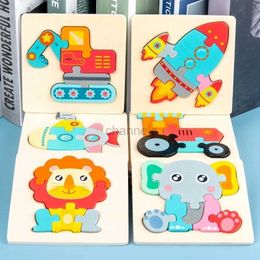 3D Puzzles Baby Montessori Toys 3D Puzzle Cartoon Animals Vehicle Cognitive Jigsaw Puzzle Wooden Toys for Children Baby Puzzle Game Gift 240419