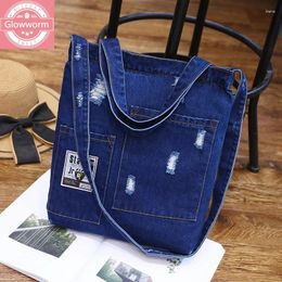 Bag Fashion Women Denim Shoulder Cowgirl Handbag Female Shopping Lady Ripped Jeans Design School Books Casual Totes