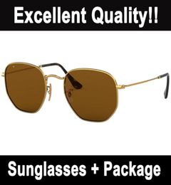 Womens Polarized Sunglasses Mens Fashion Hexagonal Sun Glasses Top Quality UV Protection Glass Lenses Classic Gold Metal Frame Eye1842655