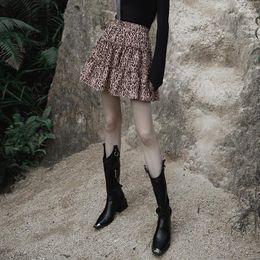 Skirts Fried Street A- Lineskirt High Waist Leopard-print Lace Cake Dress Short Skirt Spring Summer Outerwear Women