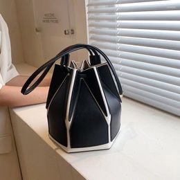 Drawstring Brand Folding Bucket Bag For Women High Quality Shoulder Fashion Purse And Handbag Designer Geometric Crossbody Satchel