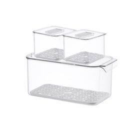 Refrigerator Storage Box With Lid Fridge Kitchen Washing Food Transparent Stackable Organiser OSpace ZP138