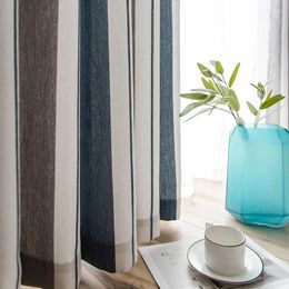 Curtain Finished Curtains Thickened Chenille Stripes Living Room Bedroom Blackout Simple Colour Matching Nordic Style