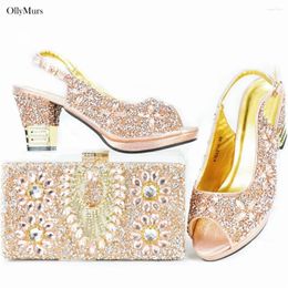 Dress Shoes Arrival Woman Crystal And Matching Bag Set High Quality Women Pumps Purse For Year Party