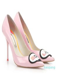 Чернозово -розовая патентная кожаная высокие каблуки заостренные пальцы носки Stiletto Pumps Boss Lady Emelcodery Fashion Fashion The Shouse Zapatos muje7474364