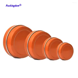 Storage Bottles 50pcs Empty Metal Container Refill Aluminum Tin Orange Color Lip Pot Sample Cream Can Hair Wax Box 10g 15g 20g 30g 50g