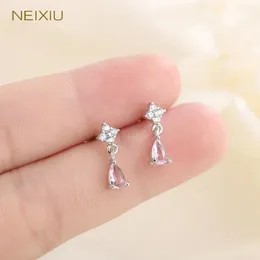 Stud Earrings Neixiu 925 Sterling Silver 14K Gold Plated Light Zircon Flower Women Simple Temperament Jewellery Gift Wholesale