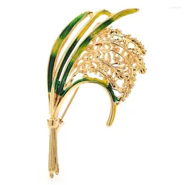 Brooches Wuli&baby Charming Wheat For Women Unisex Yellow Grain Plants Casual Party Pins Gifts