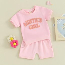 Clothing Sets Toddler Baby Girl Summer Clothes Aunties Embroidery Short Sleeve T-Shirt Top Shorts Set Born Outfit