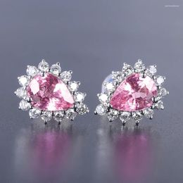 Stud Earrings 2024 Arrival Luxury Pear Pink Earringsfor Women Party Gift Jewelry Wholesale E1923