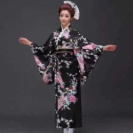 Ethnic Clothing Fashion National Trends Women Sexy Kimono Yukata With Obi Novelty Evening Dress Japanese Cosplay Costume Floral One Size d240419