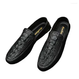 Casual Shoes Crocodile Pattern Loafers Men Fashion Slip On Comfy Men's Flats Leather Walking Moccasins