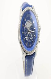 Special Edition Quartz Watch For Men Blue Dial Silver Case Blue Leather Belt Silver Skeleton Watch HKpost5626055