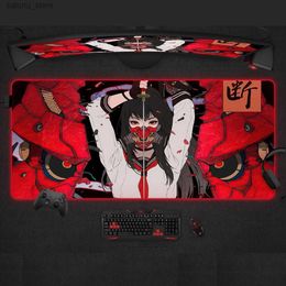 Mouse Pads Wrist Rests Computer Mat Mouse Pad Anime Mousepad Gamer Table Office Carpet 900x400 Large Rgb Devil Mask Desk Accessory Red Keyboard Deskpad Y240419