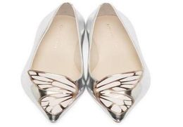 Sophia Webster Lady patent LeatherButterfly Wings Embroidery Sharp Flat Shallow Women039s Single Shoes Size 3442silver5578246