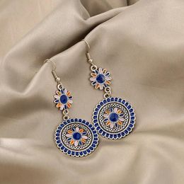 Dangle Earrings Fashion Retro Bohemian For Women Alloy Round Sun Flower Ear Hook National Style Jewellery