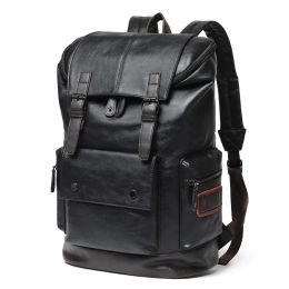 Backpacks Men's Large Leather Antitheft Travel Backpack Laptop Bags Men Black Bagpack Boy Big